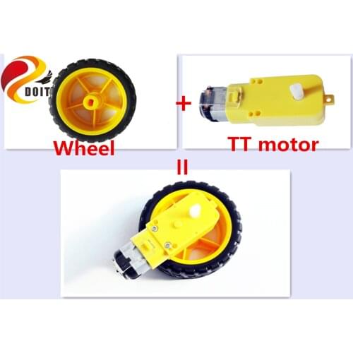 SZDOIT 65mm Plastic Tire Wheel with TT DC Motor Kit for RC Robot Car Chassis Parts