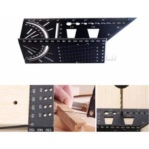 Aluminum Alloy 3D Mitre Measuring Square 45 90 Degree Angle Ruler Punctuation Marking Gauge Framing Plastic Protracto