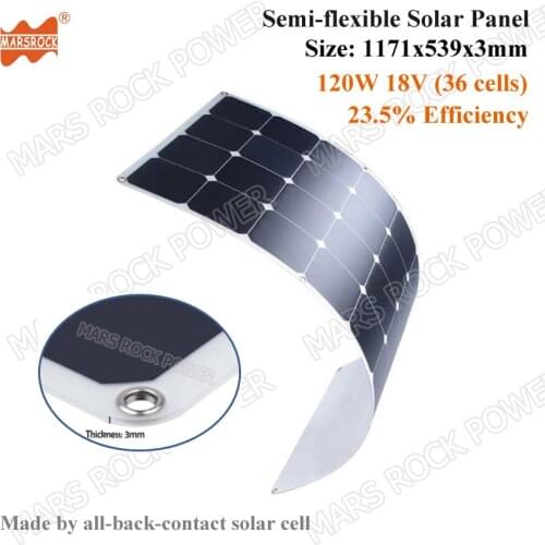 Highest Efficiency Solar panel with Waterproof string junction box 120W 18V SunPower Semi Flexible Panel