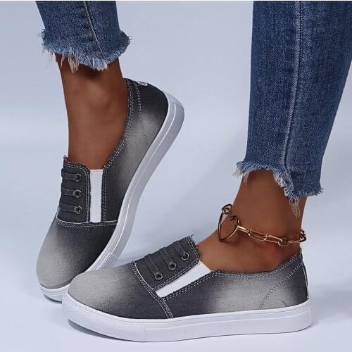 2021 Womens Flat Shoes Fashionable Womens Casual Shoes Comfortable Denim Cnvas Shoes Lovers Casual Flat Shoes Sneakers Women