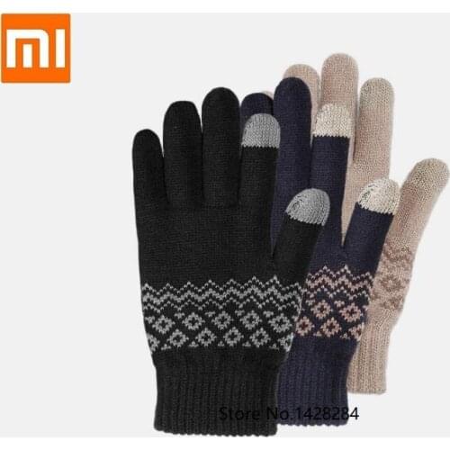 Xiaomi Winter Men Touch Screen Gloves Male Mitten Thicken Warm Business Knitted Gloves Driving Gloves