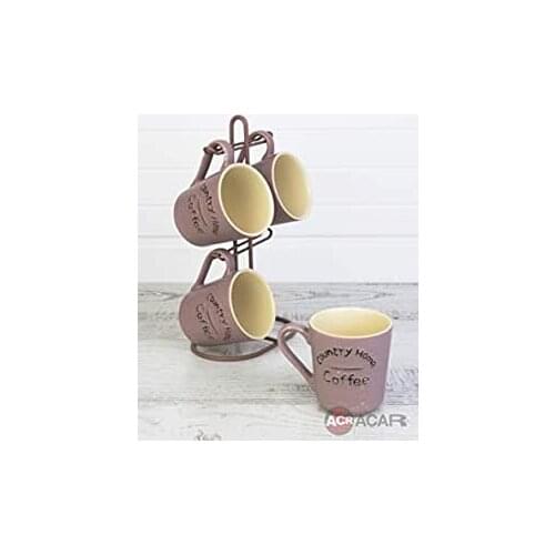 Acar Tumbled Model Pink Color Written 4-Piece Mug-CLP-008493/8
