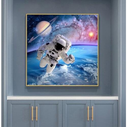 Astronauts In Outer Space Art Canvas Posters and Prints Wall Art Canvas Painting Decorative Picture Bedroom Interior Decor