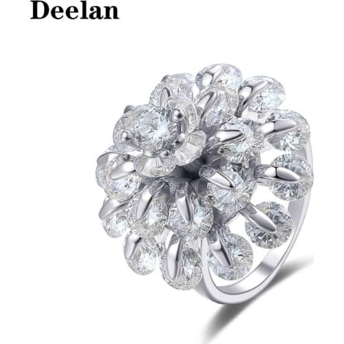 DEELAN New Trendy Crystal Engagemen Sliver Rings For Women Luxury Zircon Unique Shaped Ring For Women/girl Wedding Rings Jewelry