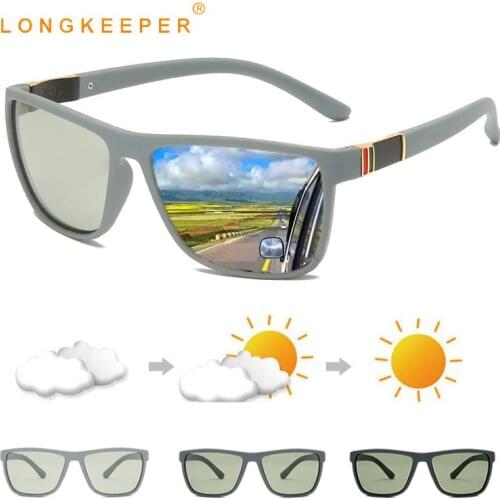 LongKeeper Polarized Photochromic Sunglasses Men TR90 Chameleon Sun Glasses Flexible Driving Goggles UV400 Gafas de sol