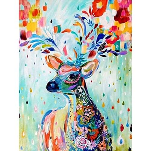 GATYZTORY 5d Diamond Painting Deer Cross Stitch Full Square Round Diamond Embroidery Animal Rhinestone Kit Home Decor