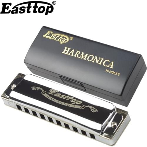 EASTTOP Luxury Copper harmonica 10 Holes Electroplating Copper comb Blues Harp Professional mouth organ Woodwind instruments