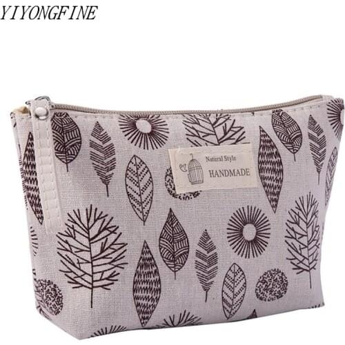 Canvas Bear Tree Print Pattern Makeup Bag Women Travel Storage Bag Toiletries Organize Cute Cosmetic Bag Portable Make Up Bags