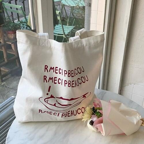 Women Canvas Bag Female Large Capacity Tote English Printed Shoulder Bag Ladies Tote Bag Eco Fabric Shopping Bag for Girls