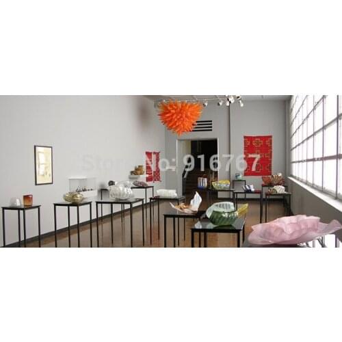 Free Air Freight Office Lighting Orange Blown Glass Chandelier Murano