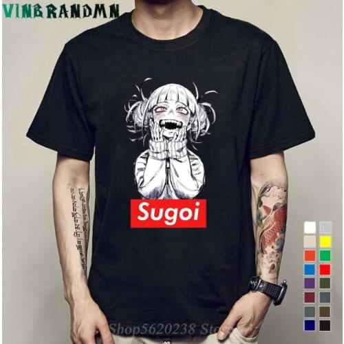 Men T shirts No Hero Academia Japanese Manga Male T-shirts Sugoi Himiko Waifu Tee Shirts Harajuku Geek Cotton Streetwear Homme