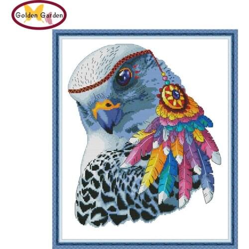 GG Rainbow Eagle Painting Counted Cross Stitch Kit Embroidery Animal Joy Sunday 11CT14CT Printed Cross Stitch Set for Home Decor