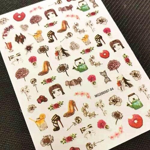 Newest MG0303-12 Perfume design 3D nail art sticker decal stamping back gule DIY nail decoration tips