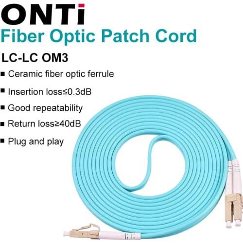 ONTi 10G OM3 LC-LC UPC Multimode Duplex 3.0MM Fiber Optic Patch Cord LC-LC fiber optic patch cable Fiber Optic Patch Cable