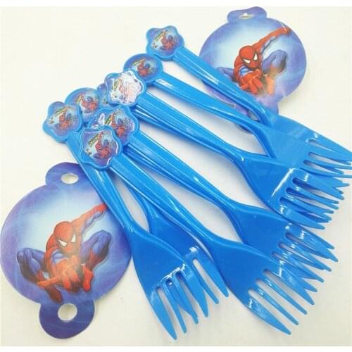 10pc/set Plastic Forks Spiderman Party Decorations Cartoon Superhero Theme Favors Kids Birthday Baby Shower Party Supplies