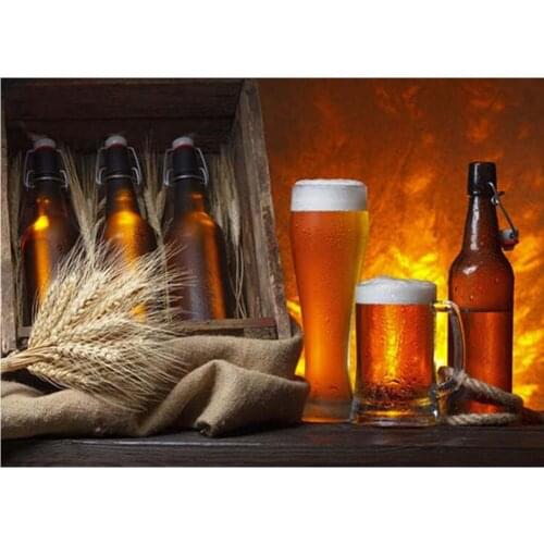 Full Square/Round 5D Diamond Painting Wheat beer Pattern Diamond Embroidery Landscape Mosaic Rhinestones Art Kitchen Decor DF388