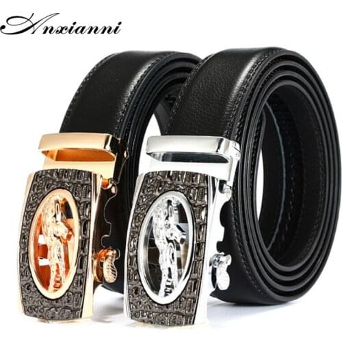 Man Automatic Buckle Cowboy Classic Men Genuine Leather Belt Luxury Brand Male Belt High Quality, Crocodile Head