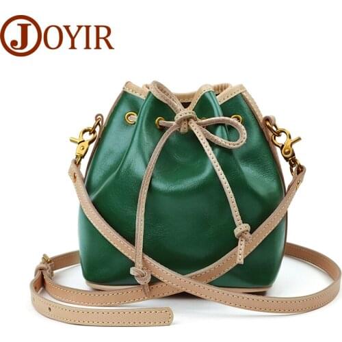JOYIR Genuine Leather Bucket Bags for Women Shoulder Bag Ladies Casual Crossbody Messenger Bag High Quality Fashion Handbags