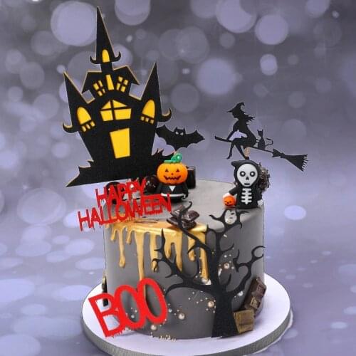 Halloween Cake Decoration Card Vampire Pumpkin Ghost Decoration Cake Dessert Hat Decoration Birthday Party Supplies
