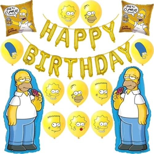 Simpsoned Balloons Funny Yellow Famliy Home Latex Foil Air Ballons Gold Happy Birthday Party Decoration Kids Toy Cartoon Globo