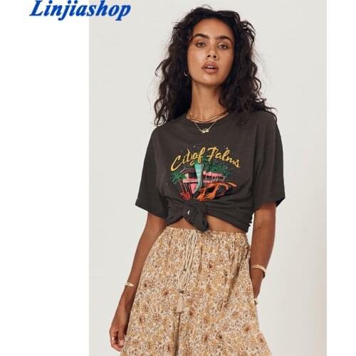 Retro Comics American Casual Style Woman Tshirts Oversized Loose Summer Girls Tee Tops O-Neck New Korean Fashion Kawaii Clothes