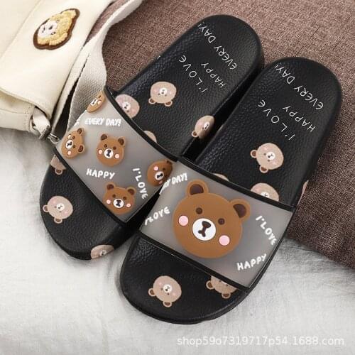 Summer Sweet Fruit Drags Shoes Open Toe Flat Heel Home Floor women slippers Cartoon Watermelon Bear Beach Slides TX131