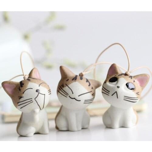 Kawaii 1pc ceramic cheese cat decoration crafts room decoration porcelain animal lucky cat girl toy decoration gift