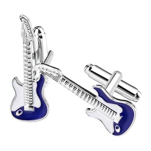 10pairs/lot Musical Instrument Cufflinks Blue Enamel Guitar Cuff Links Shirt Buttons Stud Mens Gift Fashion Jewelry
