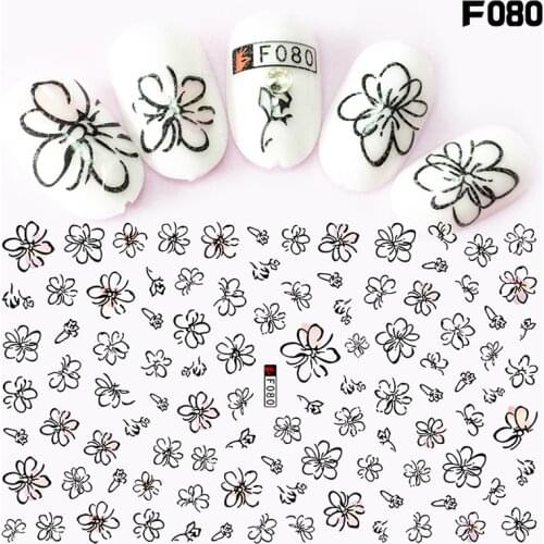 10PCS Color Flower Black And White Swan English Letter LOVE Pattern Nail Sticker Nail Slider Decoration Beauty Tool