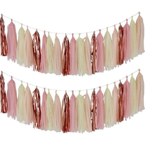 10Pcs/Lot Paper Tassel Ribbon Pull Flower Birthday Party Decoration Delivery Rope Room Opening Wedding Decoration Party Supplies