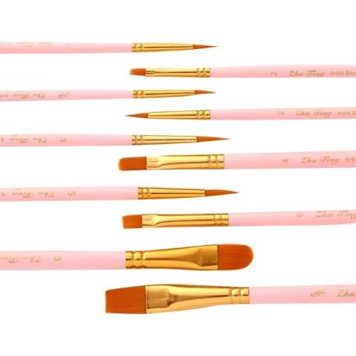 10pcs Nylon Hair Watercolor Paint Brush Pen Set for DIY Oil Acrylic Painting Art