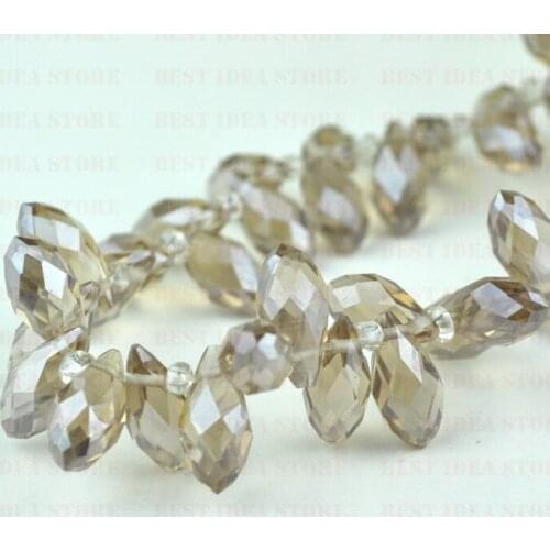 100pcs 6x12mm Light Champagne Color Briolette Pendants Waterdrop Crystal Glass Jewelry Loose Teardrop Beads DIY