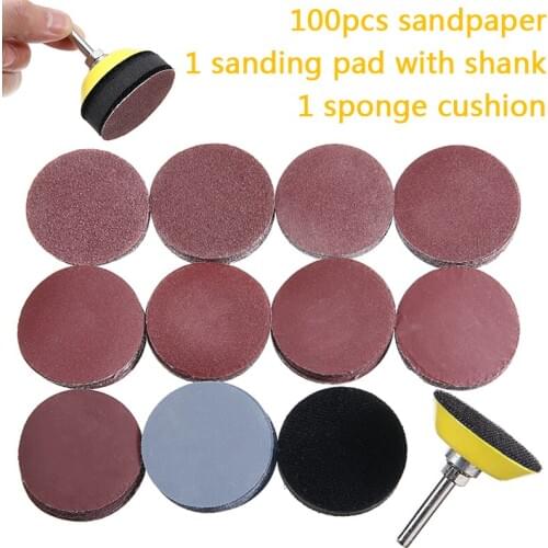 100pcs/kit 50mm Sanding Disc Set Paper Backing Pad 60-3000Grit Hook Loop Sand Pads Polishing Set Abrasive Tool Sander Disc