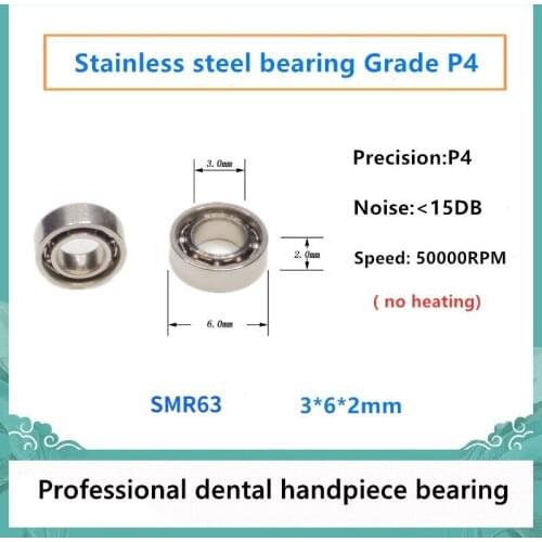 20pcs Dental Handpiece bearing SMR63 3x6x2mm P4 stainless steel ball bearing for KAVO Sirona Bending machine 50000rpm no heating