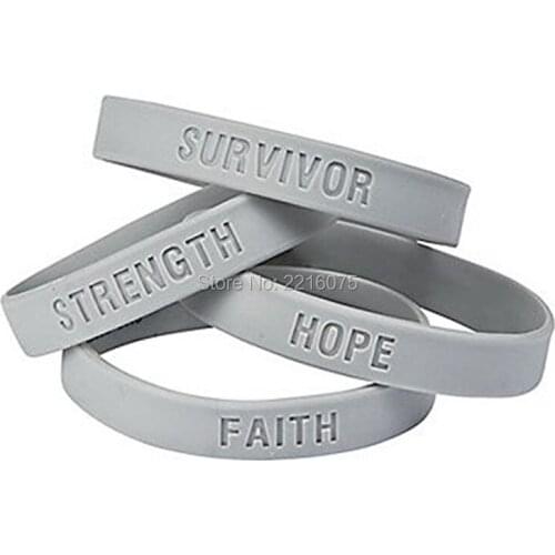 300pcs SURVIVOR FAITH STRENGTH HOPE GRAY silicone wristband rubber bracelets free shipping by DHL express