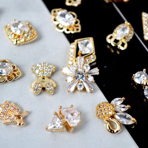 5pcs Zircon gemstone Nail art jewelry alloy nails decoration top-shining zircon rhinestone Manicure zircon diamond nail Charms