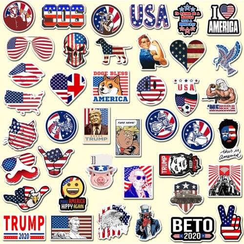 50PCS President USA flag Stickers for Laptop Suitcase Phone Car Bike Motorcycle Cool JDM Kids Graffiti Sticker Bomb Decals