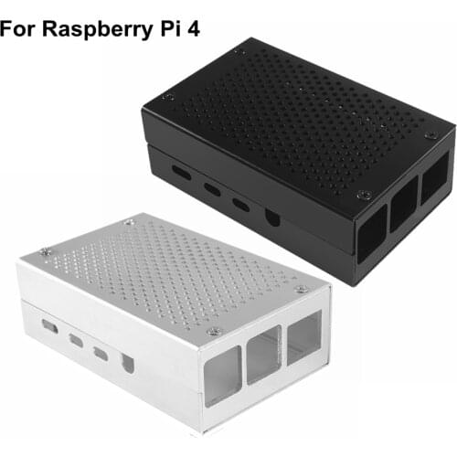 Aokin Raspberry Pi 4 Aluminum Case S Silver Black Metal Shell Housing for Raspberry Pi 4 Model B