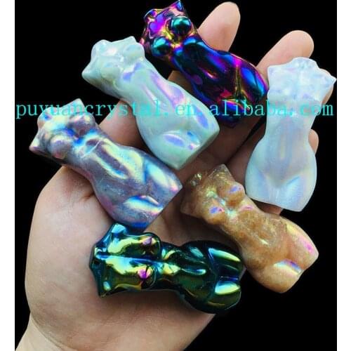 Angel Aura Natural Jade Stone Women Body Torso Carved Crystal Statue Feng Shui Chakra Healing Crystals Room Decor Quartz Gift