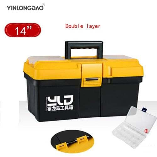 Hardware Storage Toolbox Household Plastic Large Small Medium Portable Multifunction Maintenance Car Toolbox 14/17/18/20 Inch