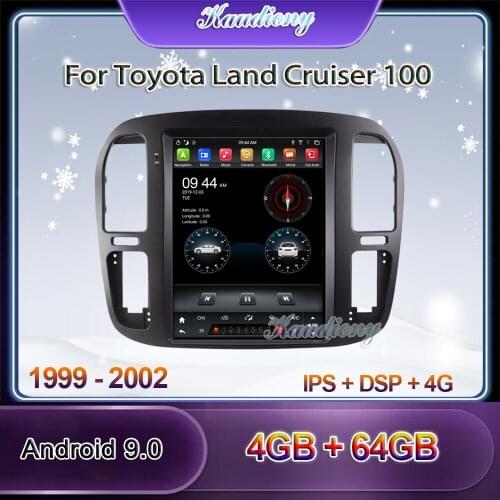 Kaudiony 12.1" Tesla Style Android 9 Car Radio For Toyota Land Cruiser LC100 Car DVD Player Auto GPS Navigation Stereo1998-2007