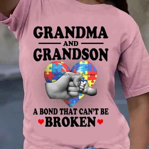 Grandma and Grandson A Bond That Can_t Be Broken Autism Awareness T shirt