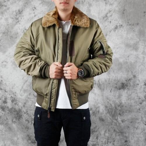 Free shipping,Plus size Man B15 flight Jacket,classic casual Winter warm Wool collar coat.thicker cotton jackets.quality sales