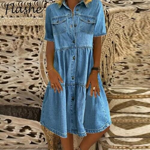 BISHAN Summer Dresses With Buttons