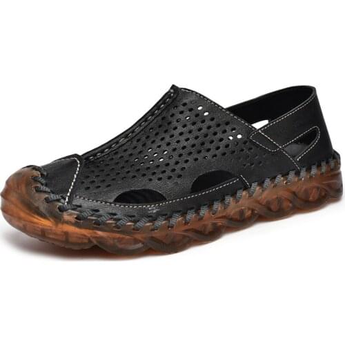 Mazefeng Brand Genuine Leather Men Shoes Summer New Large Size Mens Sandals Men Sandals Fashion Sandals Slippers Big Size 38-46