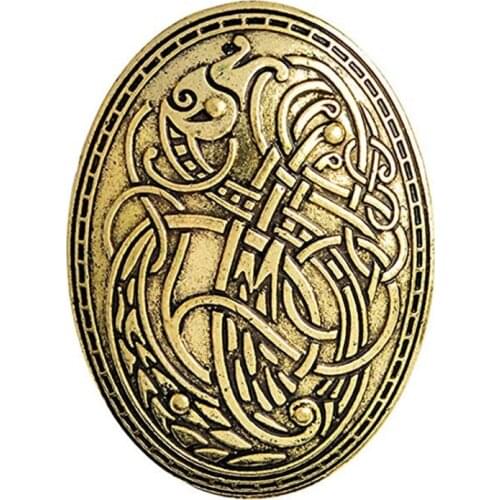Norse Viking Brooch Carved Rune Ethnic Peace Badge Cloak Pin Brooch for Women Witchy Irish Nordic Collar Brooches Jewelry