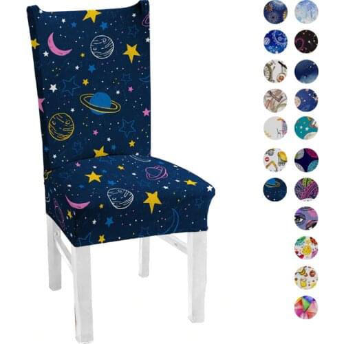 Cartoon Planet Printed Spandex Chair Covers Stretch Elastic Universal Chairs Cover Slipcovers For Dining Room Wedding Banquet