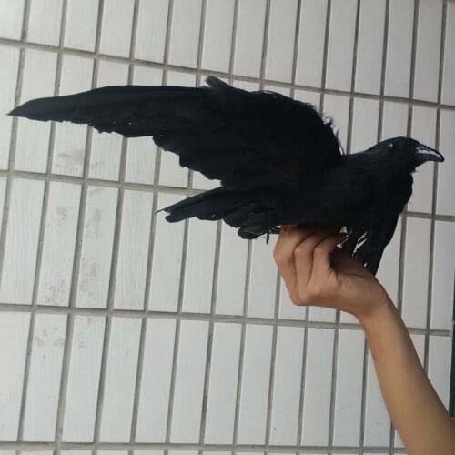 Black simulation wings crow toy plastic & furs creative crow model doll gift about 40x25cm 2528