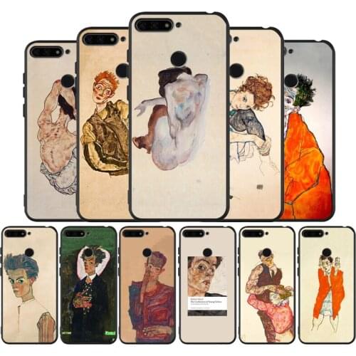 Egon Schiele black Silicone Phone Case For honor 20 Pro 8 8X 9 10 20 Lite for Mate 10 30 Lite Pro cove