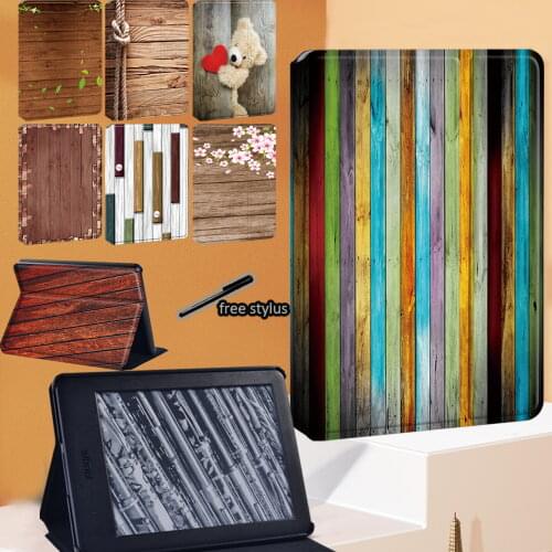 Wood Series Table Case For Kindle 10th /8th Gen/Kindle Paperwhite 1 5th/2 6th/3 7th/4 10th Flip PU Leather Stand Cover